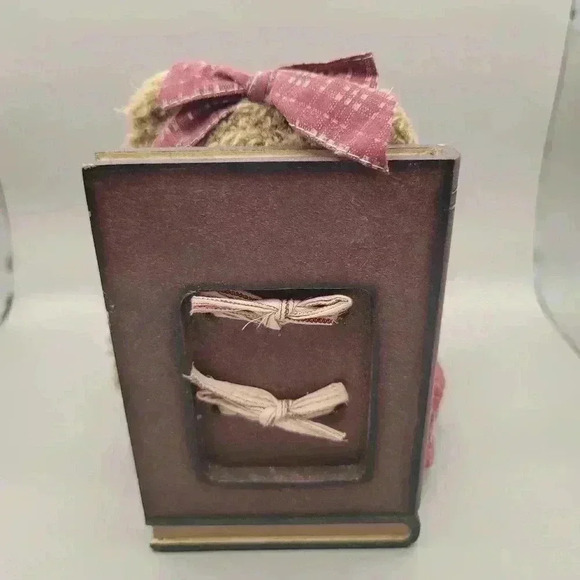 Vintage Set of Plush Teddy Bear Wooden Bookends Books are Fun/Teddies Stories - Picture 8 of 9